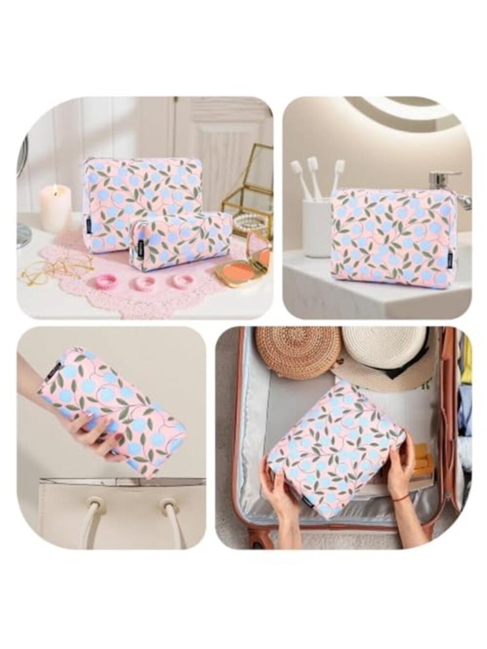 2PCS Makeup Bag for Women, Cosmetic Bag Set, Portable Travel Makeup Bag - Picture 5 of 6